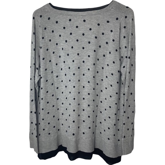 Lane Bryant Black and Gray Lightweight Polka Dot V Neck Sweater Size 14/16 - Picture 3 of 10